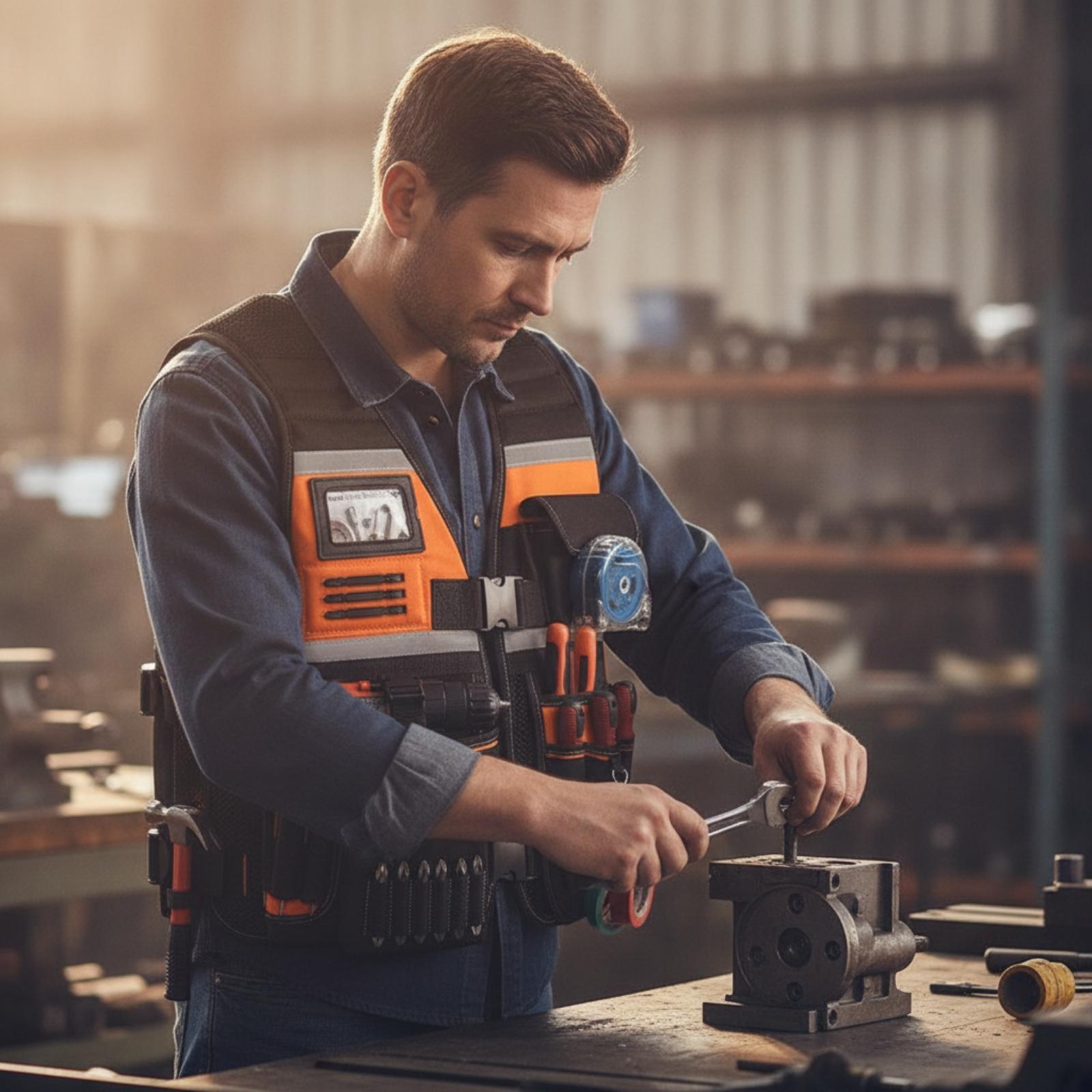 Hand Tools In Workshop - Multi-Use Tool Vest Heavy Duty Reflective