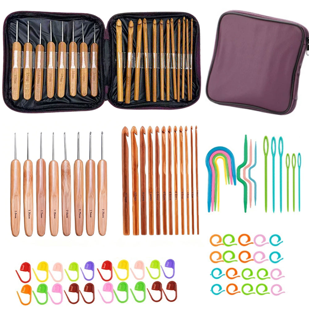 74pcs Bamboo Crochet Hooks Set - Tool Set review and price