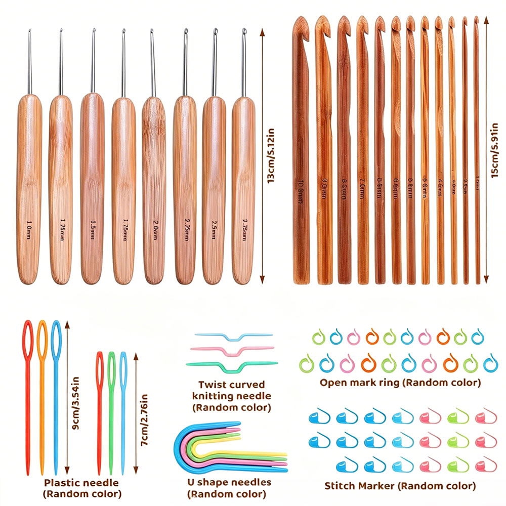 74pcs Bamboo Crochet Hooks Set - Tool Set review and price